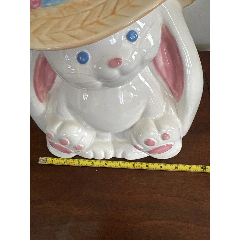 Vintage Treasure Craft 90s  Bunny Rabbit Easter Cookie Jar Pfaltzgraff Large 12
